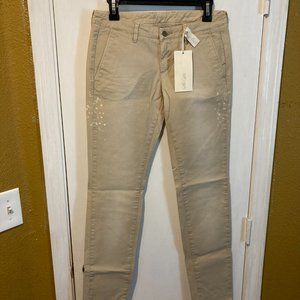Gold Case women's size 28 soft cotton paint splatter worn look khaki pants 29x31
